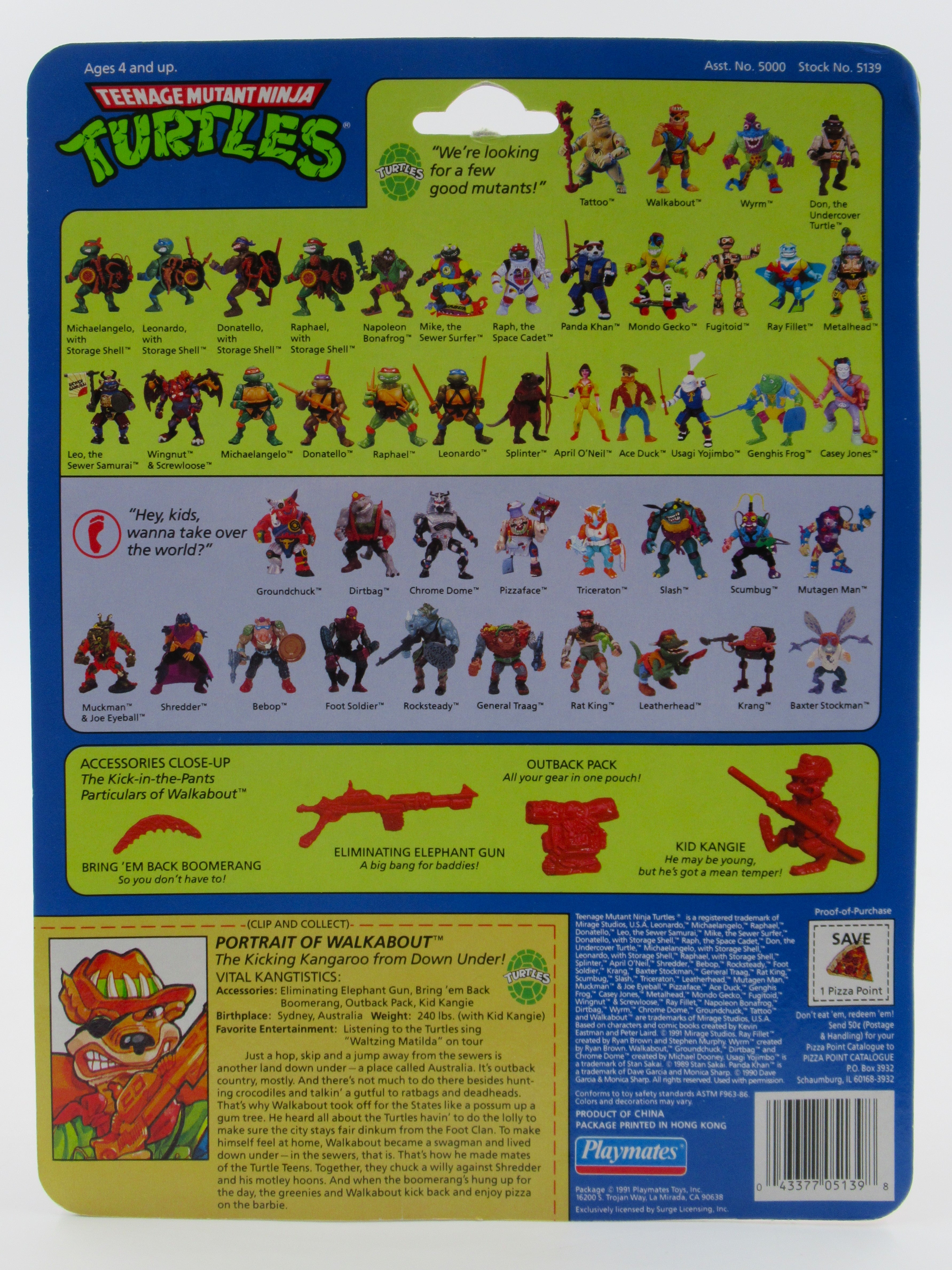 Teenage Mutant Ninja Turtles Walkabout 4.5" Figure TMNTs - Playmates (1991)